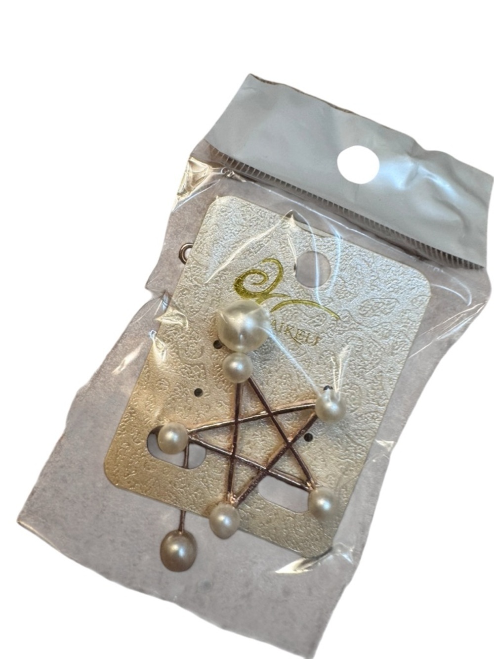 NEW! AIRELI Pearl Star Ear Cuff Gold Earrings New In Package